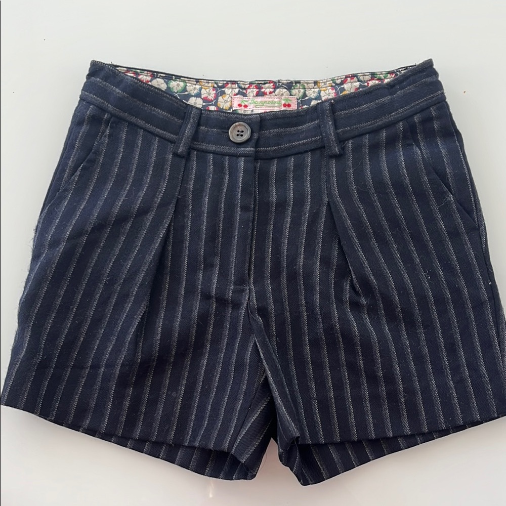 Bonpoint Striped Navy Wool Shorts